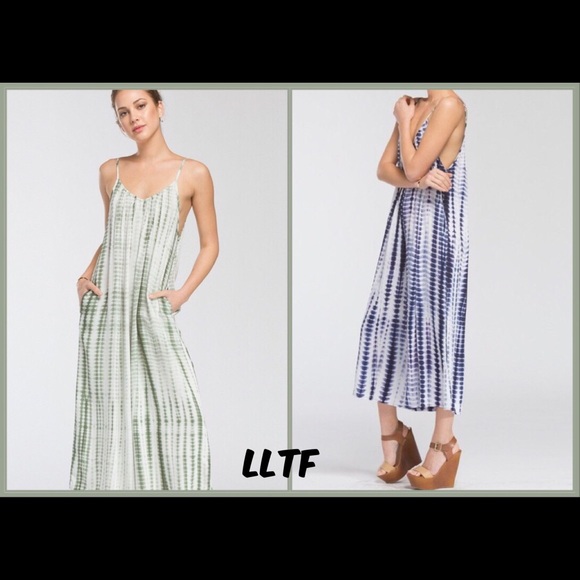 Tie Dye 3/4 Length Jumpsuit- OLIVE ONLY - Picture 3 of 5